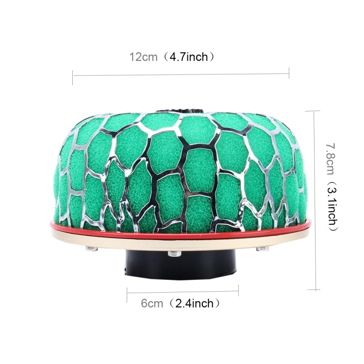 Bees nest style air filter, green honeycomb foam with 6 cm base