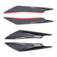Set of 4 carbon-fiber flank stickers with red trim, angled view