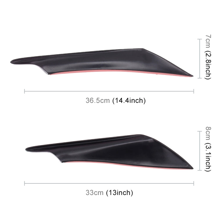 Two carbon-fiber flank stickers with red center stripe, size diagram shown