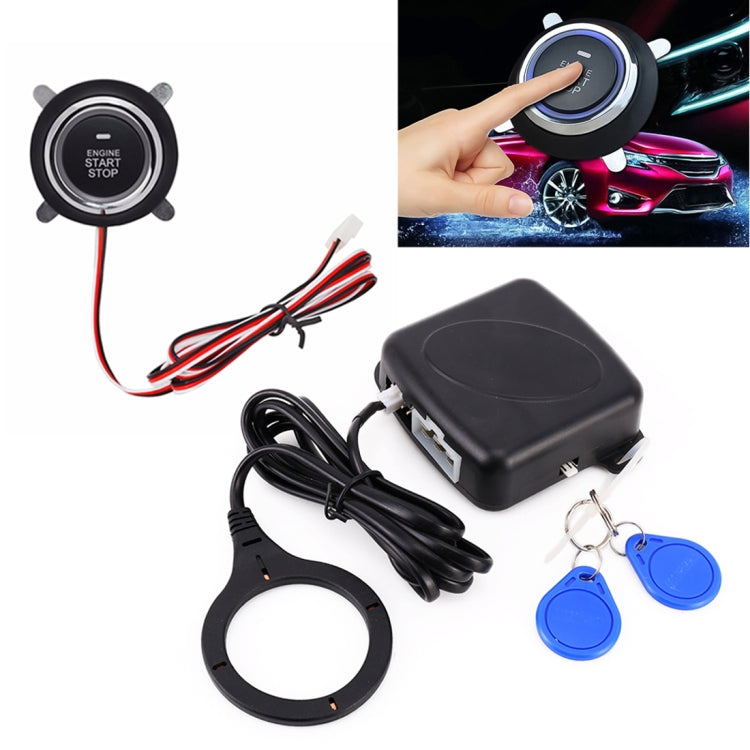 Car engine start stop push-button switch with wiring harness and RFID key fobs