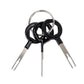 Rubberized terminal extraction pick tools with keyring loop and two prongs, black