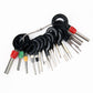 Car connector terminal extraction tools with color-coded needle handles and hooks