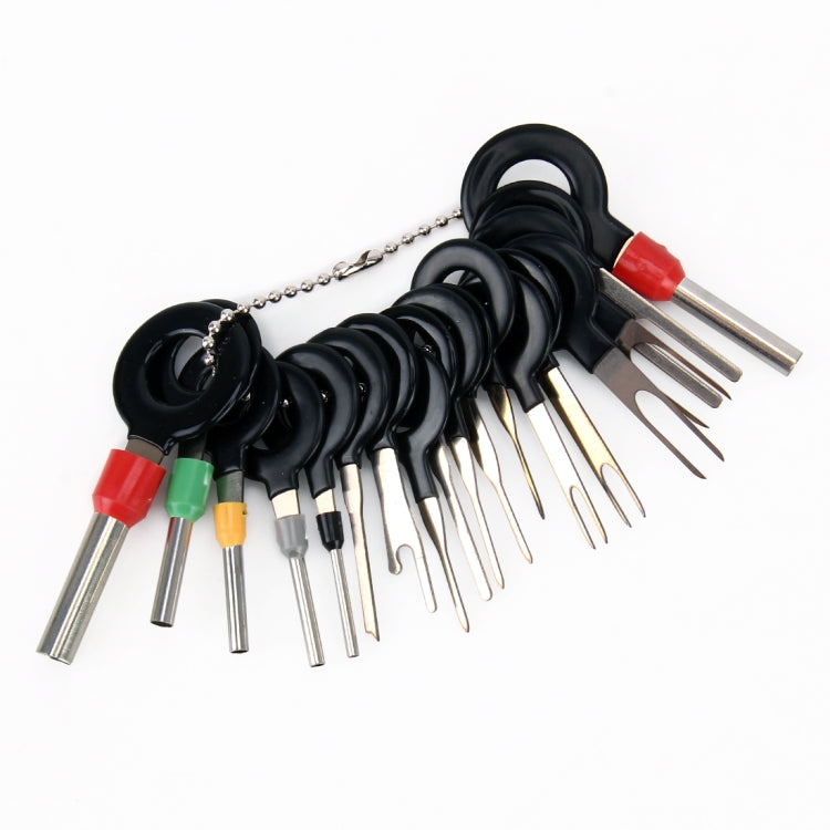 Car connector terminal extraction tools with color-coded needle handles and hooks