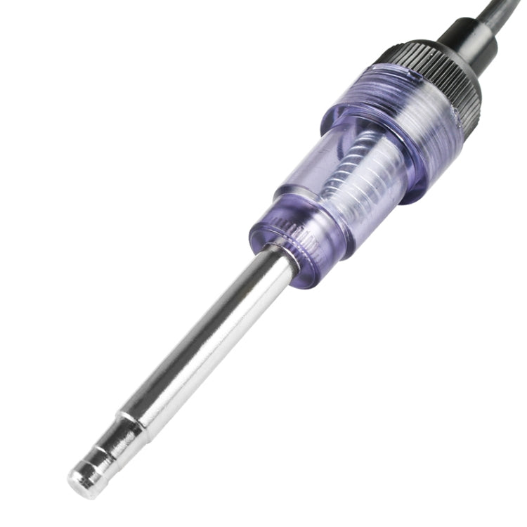 Ignition test tool probe with purple housing and chrome metal contact tip on a black cord