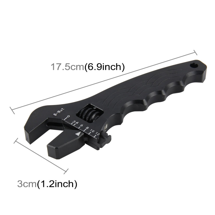 Adjustable spanner wrench with measurement markings, 17.5 cm length