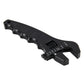 Adjustable spanner wrench, black, angled view of adjustable jaws and dial