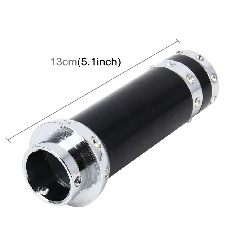 Black hand brake cover sleeve with chrome base and side studs, open mounting end