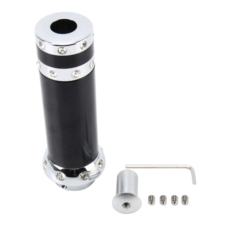 Black hand brake protective cover with chrome base, included screws and mounting cap