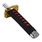 Universal hand brake lever cover grip with black fabric sleeve, red stripe, gold bracket