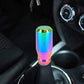 Iridescent rainbow gear shift knob for car, smooth rounded cylinder