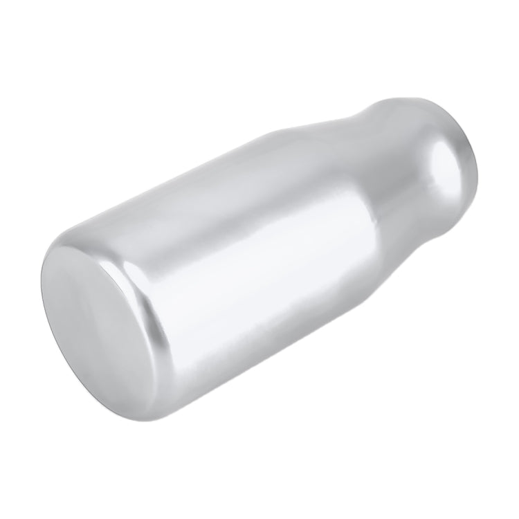 Silver gear shift knob, angled view of smooth cylindrical body