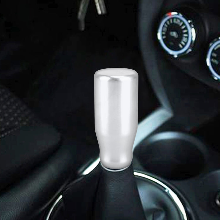 White metal gear shift knob for car, smooth rounded cylinder top