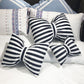 Black-and-white striped bowknot car cushion pillows set