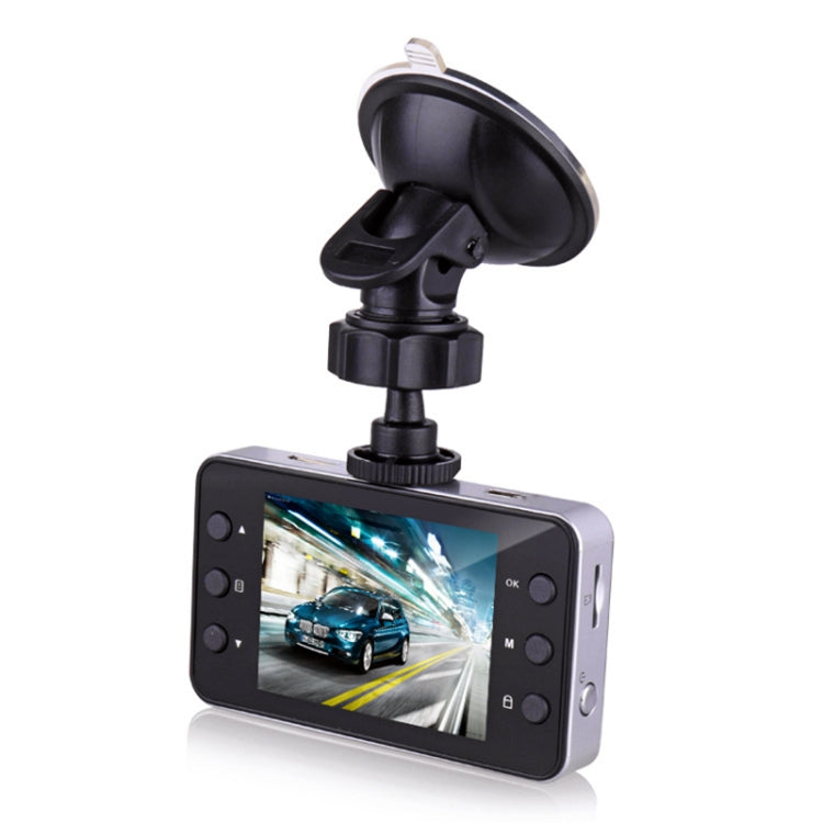 Car dash cam DVR with suction mount and wide lens plus 3.5-inch screen