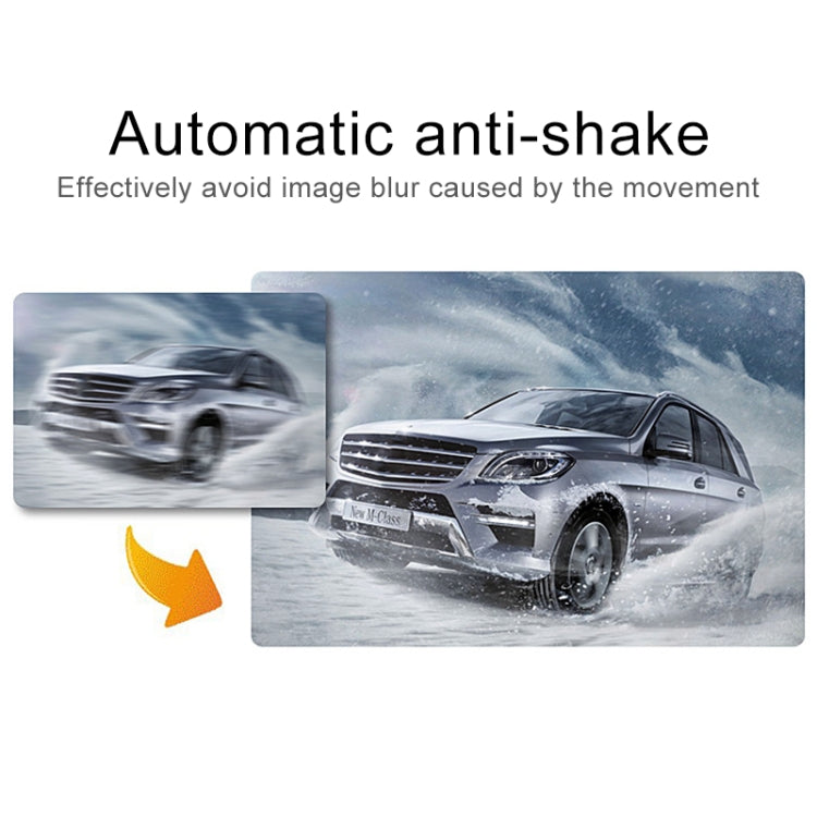 Car dash cam DVR showing stabilized video effect for moving vehicles