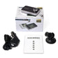 Car dash cam kit with boxed unit, suction mount, power adapter, and cables