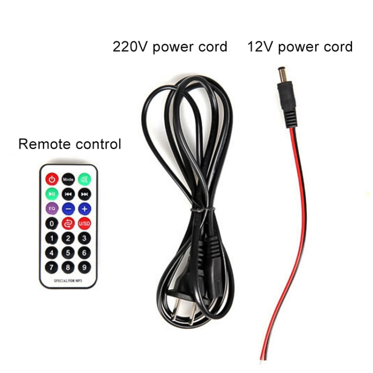 Subwoofer power cords and remote control, with 220V and 12V cable leads