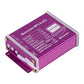 Purple motorcycle MP3 audio player module with input ports and label panel.