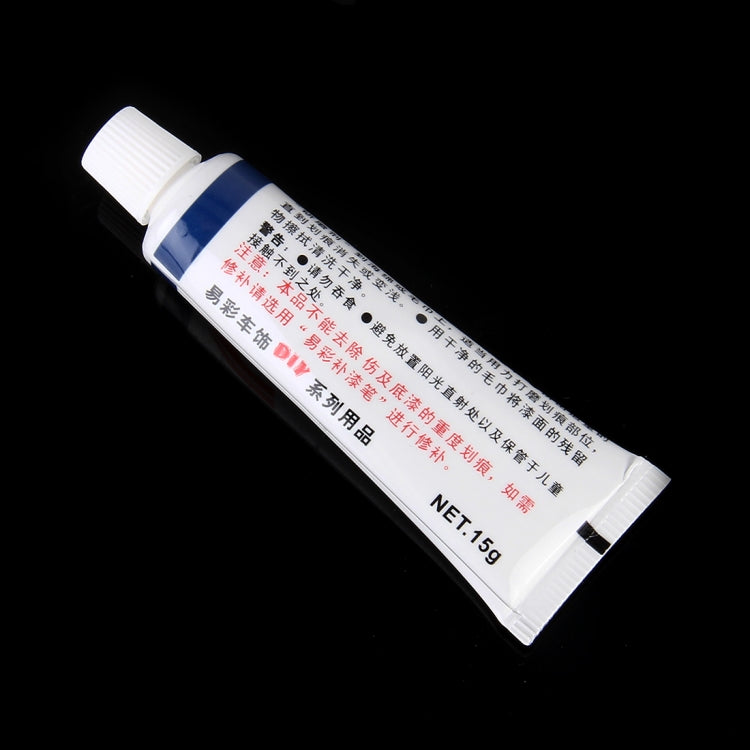 Car body compound tube with NET 15g marking and red/black text on white