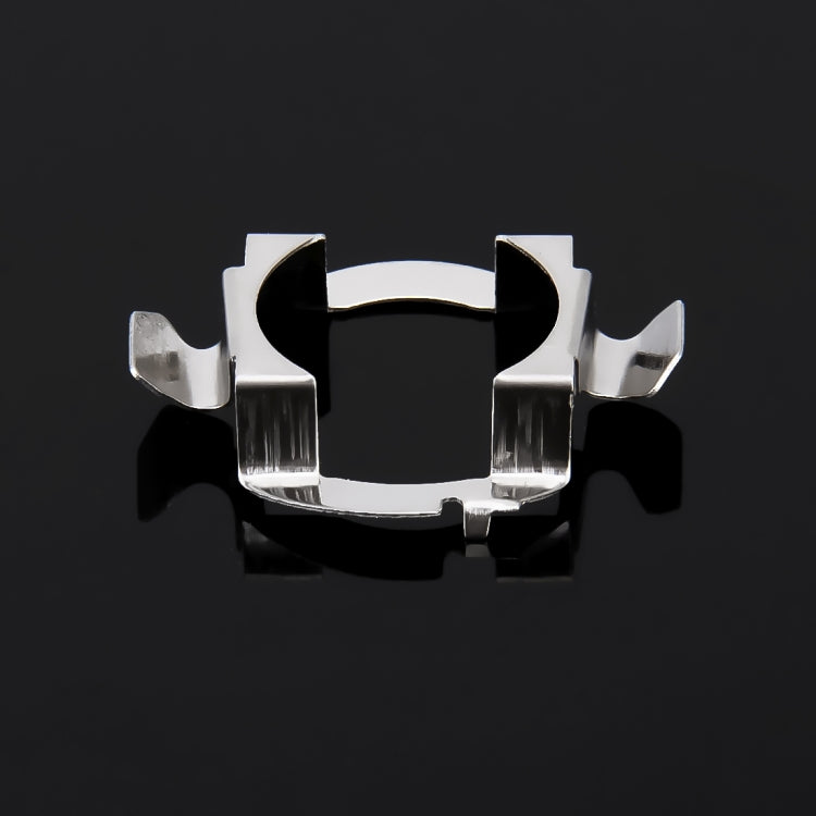 Chrome metal bulb retainer clip with U-shaped frame and four side tabs