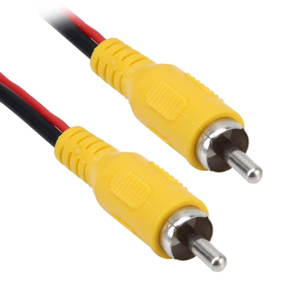 Yellow RCA-style video cable with two metal-pin plugs and red/black wires