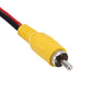 Yellow RCA-style connector with metal pin and red/black video cable end