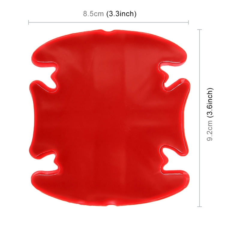 Car door handle protection sticker, red oval shape, 8.5 cm