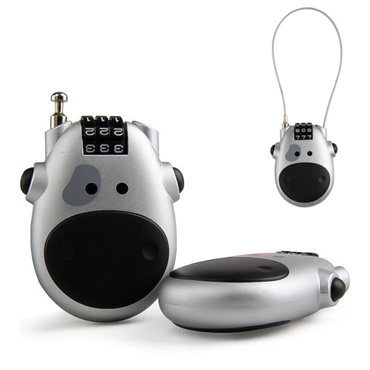 Cow-shaped combination luggage password lock in silver with black number wheels
