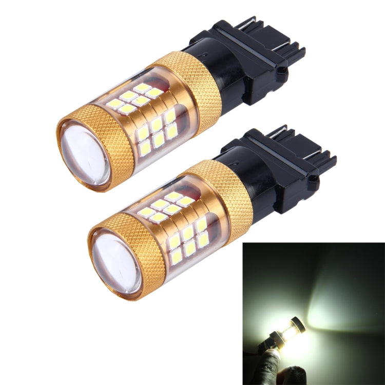 3157 LED car brake/turn bulbs (2-pack), gold bezel, SMD light lens