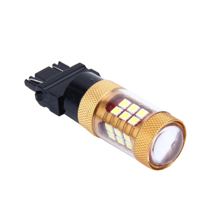 3157 LED car brake/turn bulb, gold bezel, black plug base, SMD LED lens