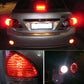 LED rear brake and turn lights on car, red illumination with bright white LED