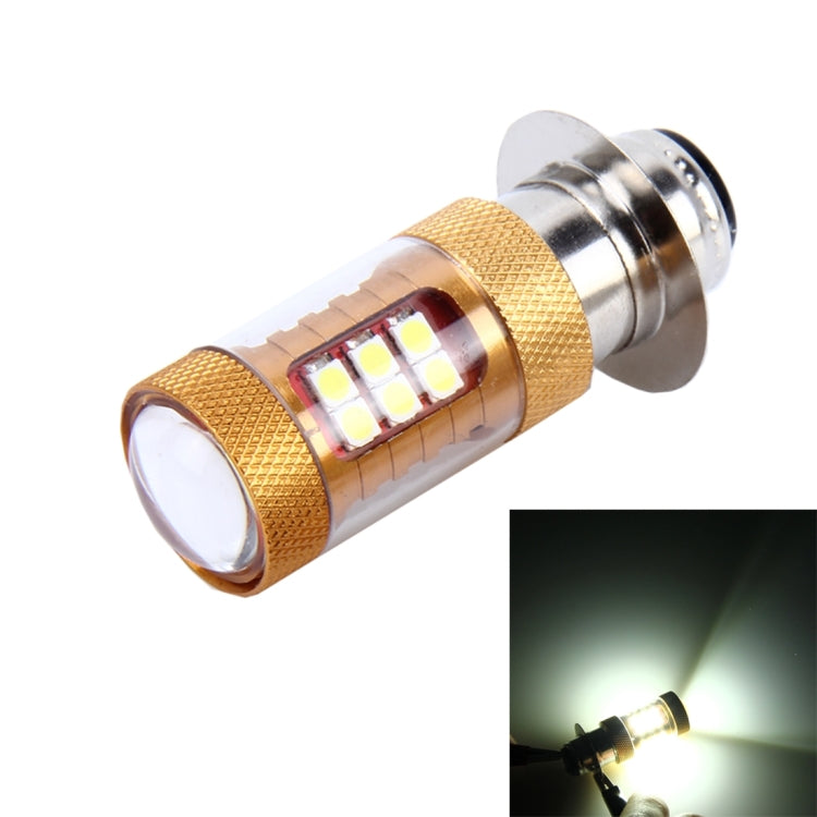 Gold-and-silver motorcycle LED headlight bulb with clear lens and visible white LED chips