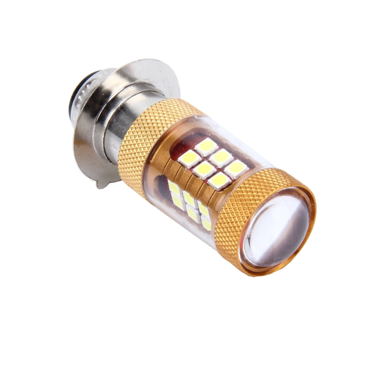 Gold textured motorcycle LED headlight bulb with silver base and visible white LED array