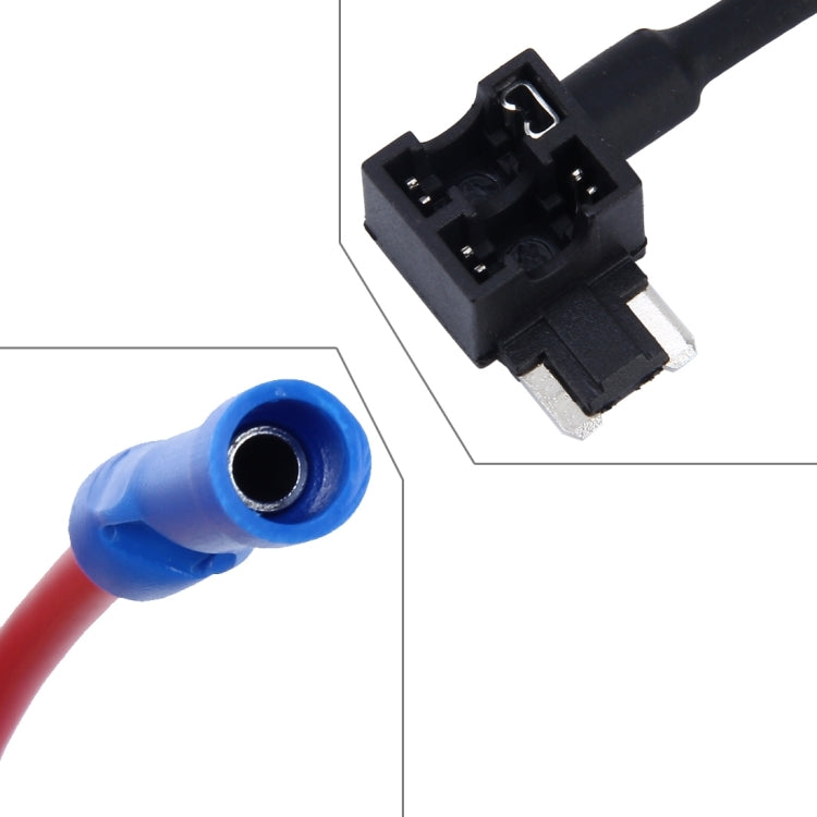 Mini add-a-circuit tap fuse holder with blue insulated crimp and black connector
