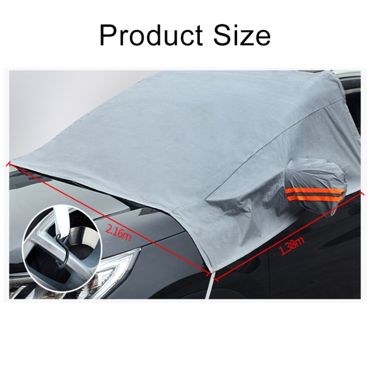 Car windshield snow cover size 240 x 210 cm, light gray drape with side seam
