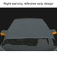 Car windshield snow cover with night warning reflective strip, light gray front drape