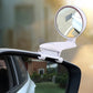 White auxiliary blind spot mirror on car side window bracket