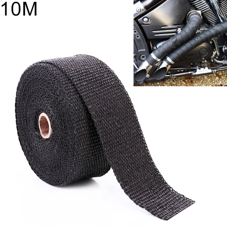 Black 10m cotton exhaust heat wrap roll with loose end and center grommet hole