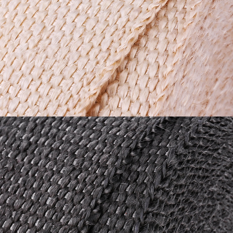 Close-up weave of black and beige exhaust wrap fabric seam