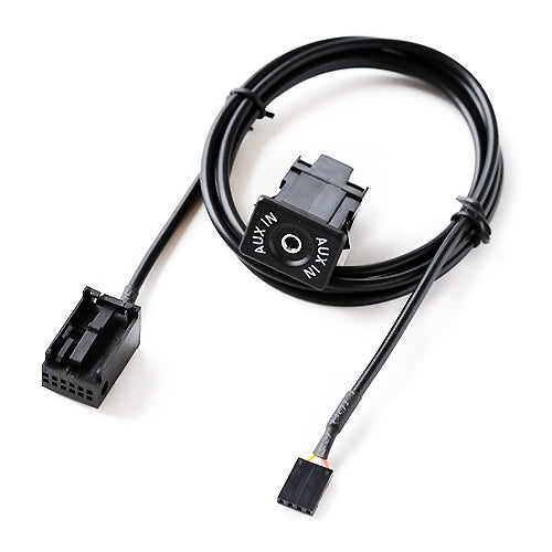 AUX input wiring harness with 1.5m black cable and BMW MINI compatible connectors