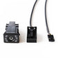 AUX interface module with three cable connectors and black wiring harness