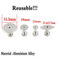 Reusable aluminum alloy glue tabs with measurement size options
