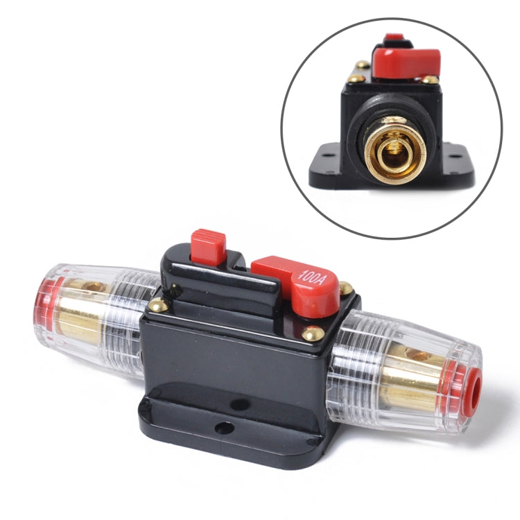 100A DC fuse holder with transparent terminals and red breaker button