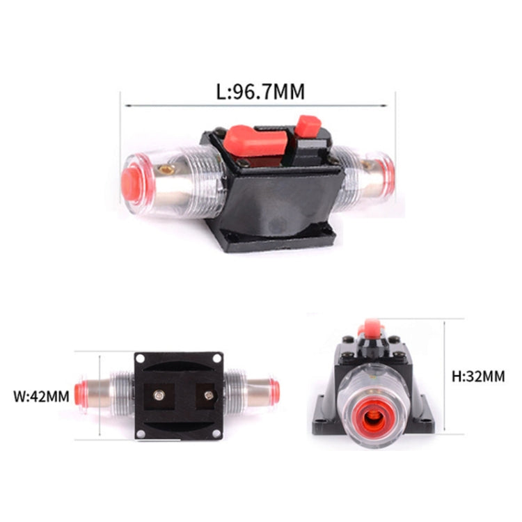 DC fuse holder with mounting dimensions (L96.7mm, H32mm, W42mm)