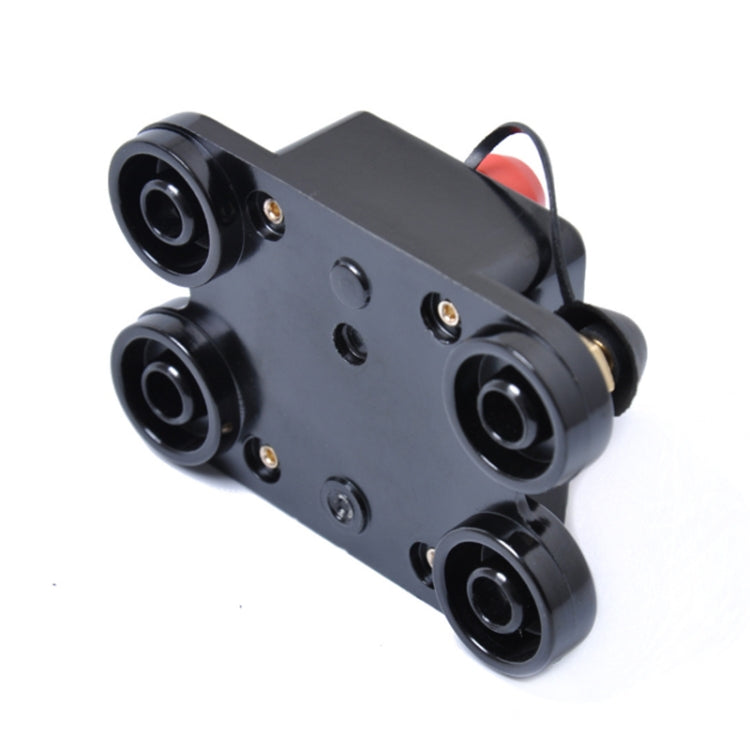 DC auto-reset fuse holder with four round connectors and wiring leads