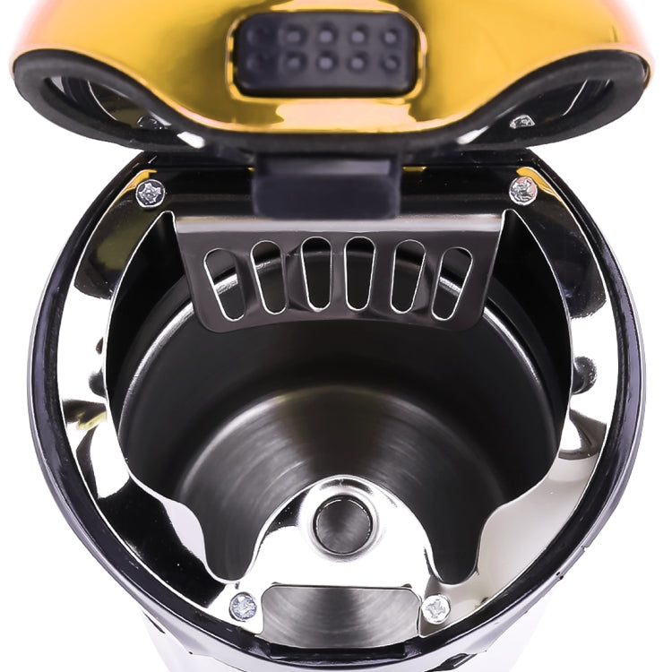 Car ashtray lighter with open top and central metal heating grille