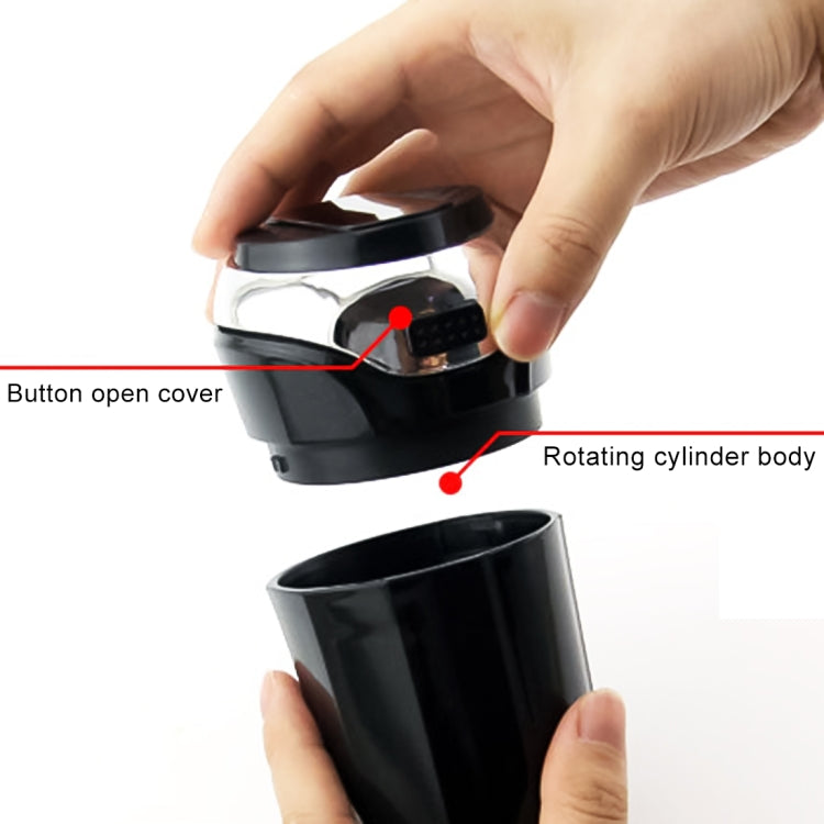 Car ashtray lighter top cover being pressed open over rotating cylinder body