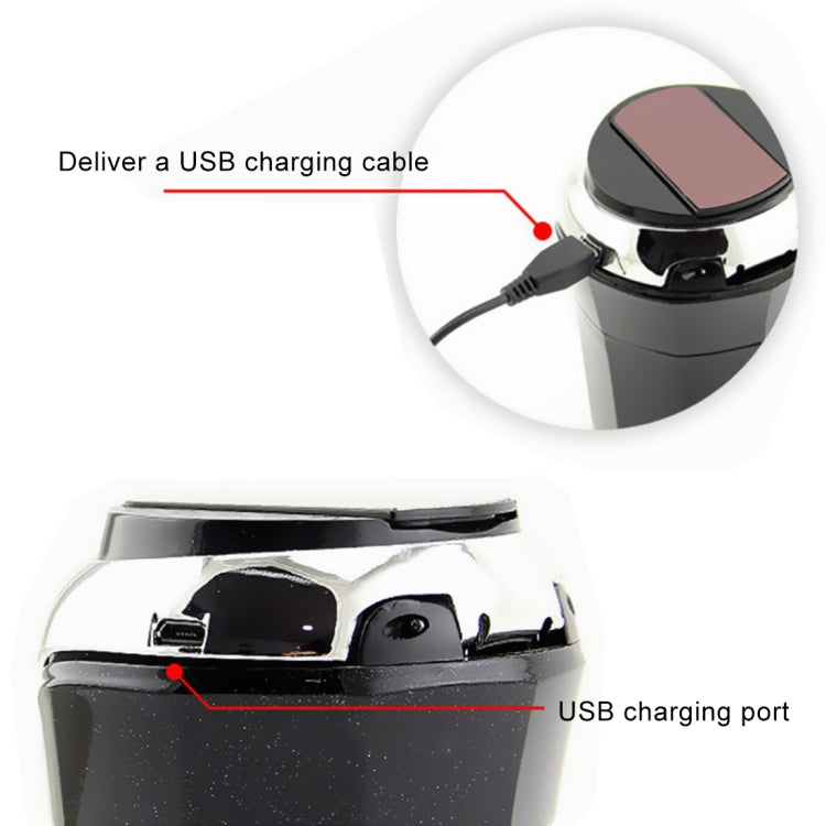 Black car ashtray lighter showing USB charging port with charging cable connection