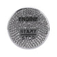 Circular engine start/stop button cover with silver rhinestone face and chrome edge