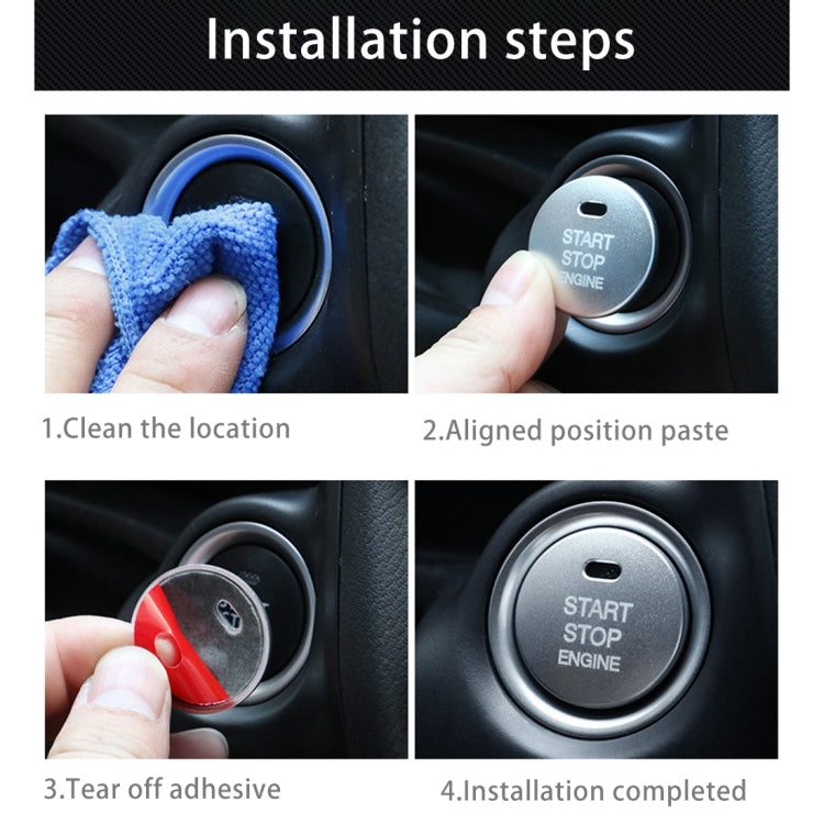 Engine start/stop button cover installation shown on vehicle console